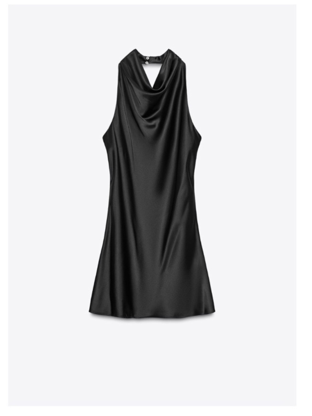 Zara - Satin Effect Mini Halter Dress - Black -XS